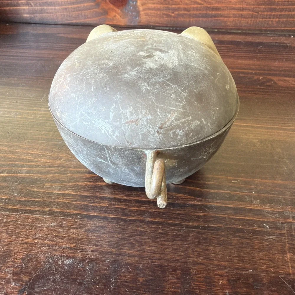 Brass Pig Trinket Dish With Lid Decor